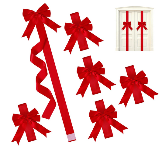 Merry Market Christmas Cabinet Ribbon Bows