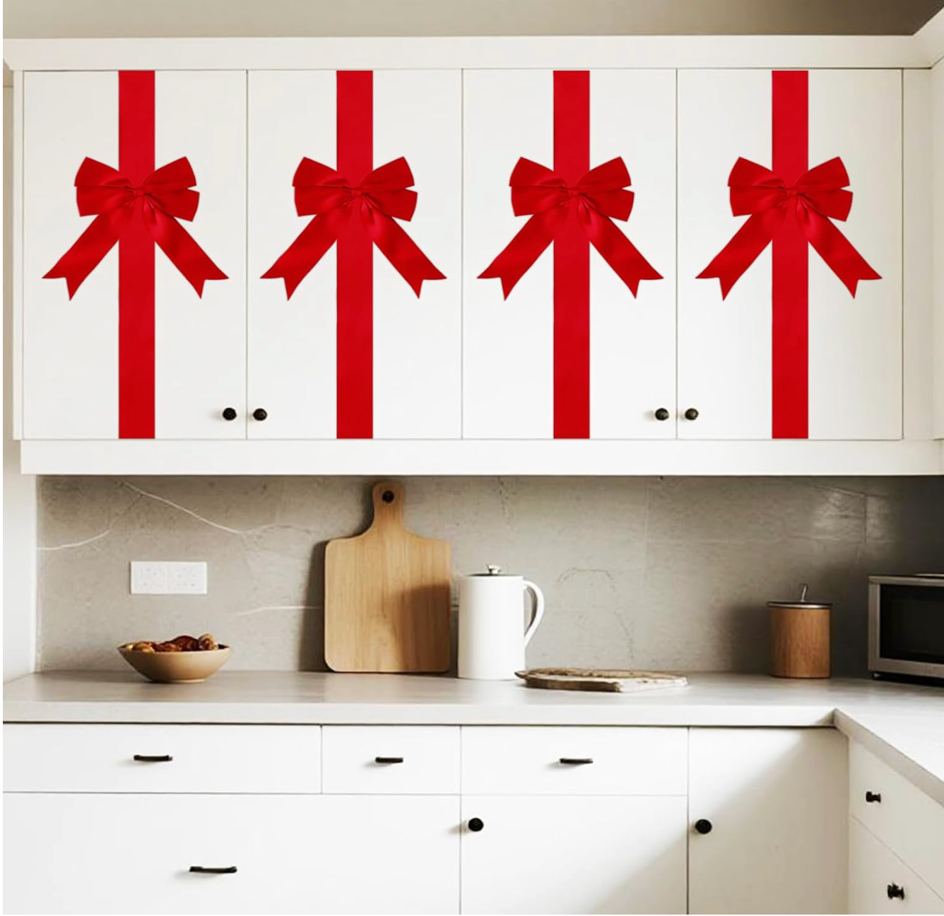 Merry Market Christmas Cabinet Ribbon Bows
