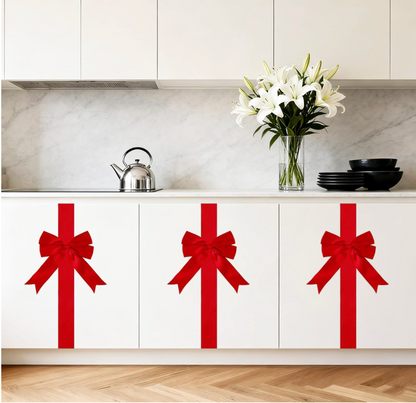 Merry Market Christmas Cabinet Ribbon Bows